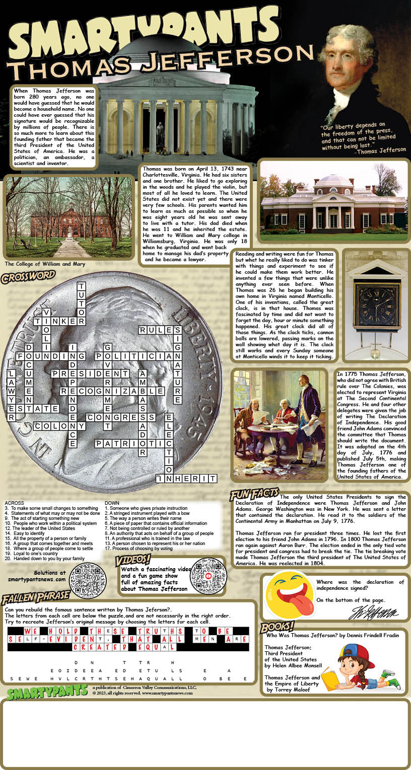 Thomas Jefferson Puzzle Solutions