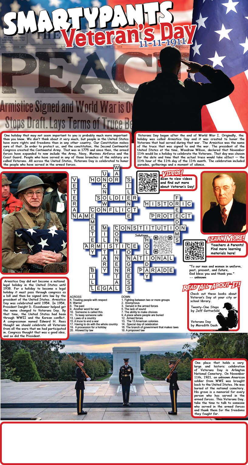 Veterans Day Crossword Solutions