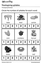 Thanksgiving worksheet 1