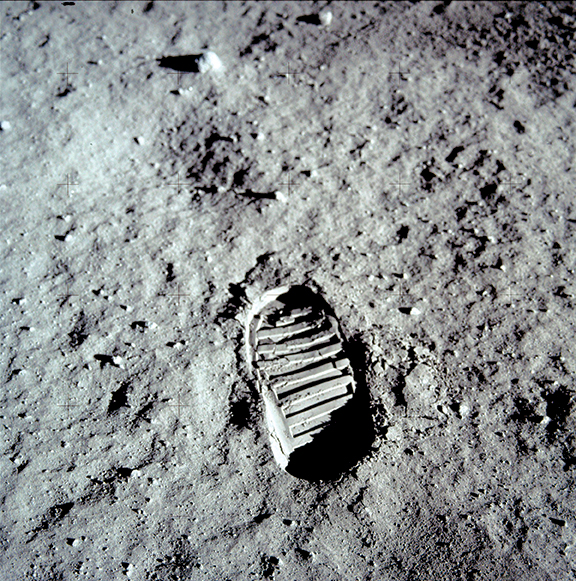 Neil Armstrong's first footprint on the moon