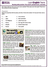 Weird food worksheet