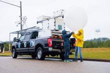 Launching a weather balloon