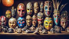 A wall of masks